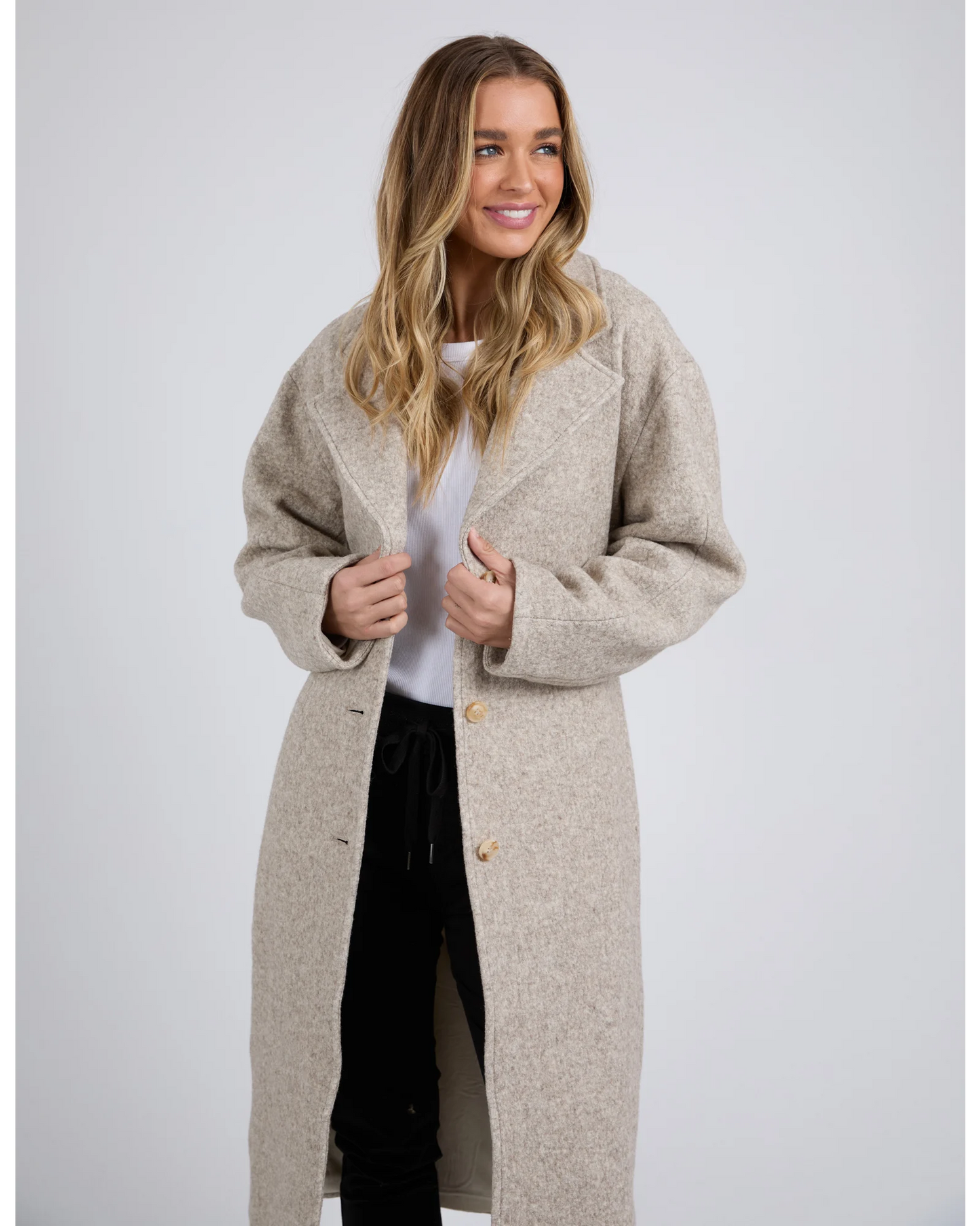 Whistler Coat – Oatmeal | Wool Blend Longline Winter Coat