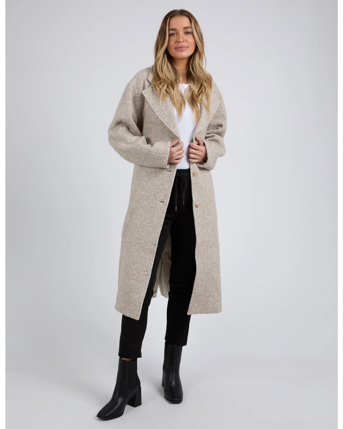 Whistler Coat – Oatmeal | Wool Blend Longline Winter Coat