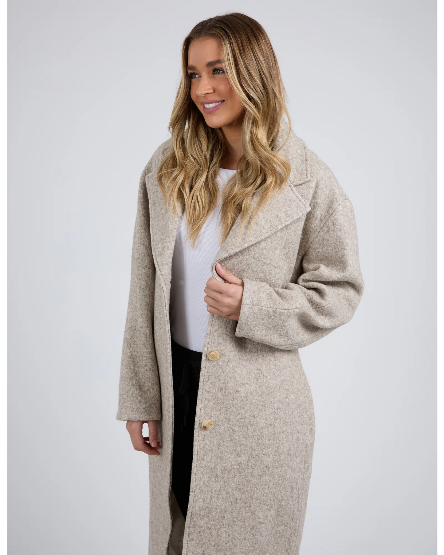 Whistler Coat – Oatmeal | Wool Blend Longline Winter Coat