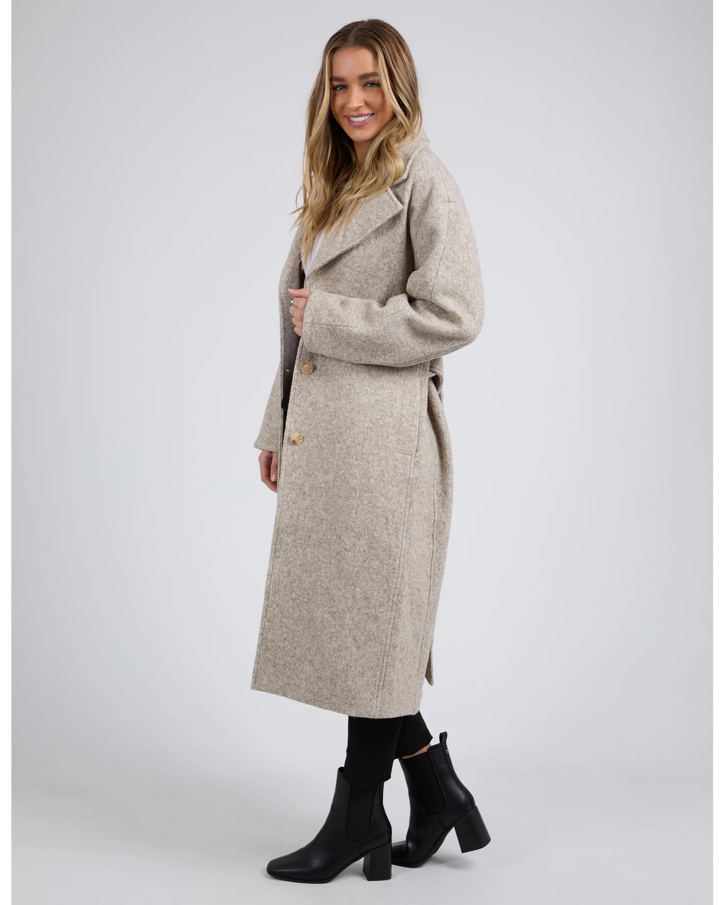 Whistler Coat – Oatmeal | Wool Blend Longline Winter Coat