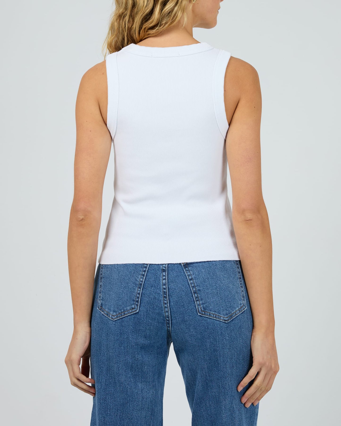 Pia Ribbed Tank – White