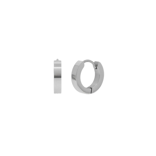 Silver hoop earrings on a white background