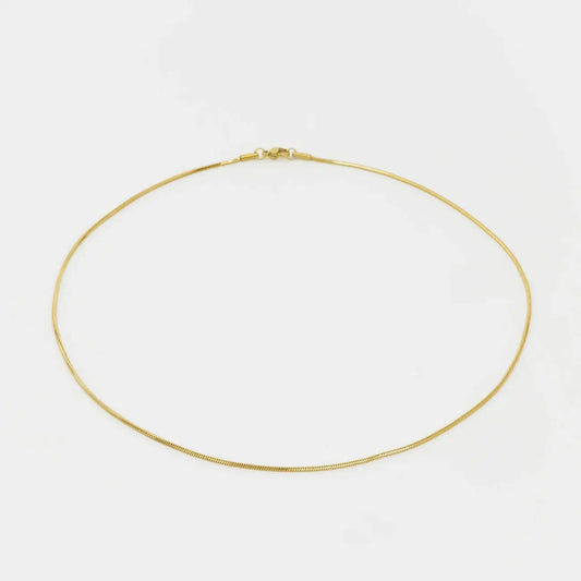 Gold necklace on a white background