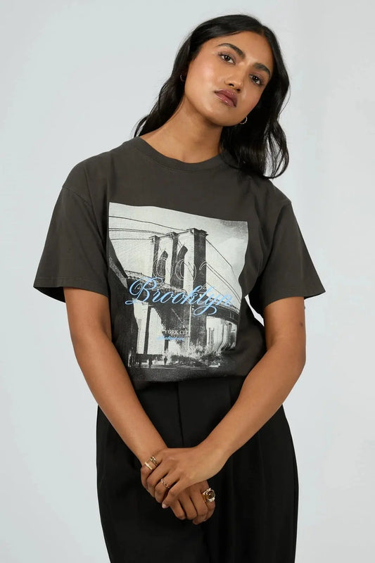Brooklyn Oversized Tee - Washed Black All About Eve