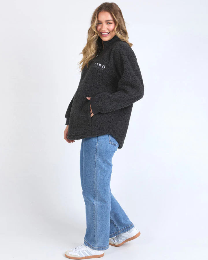 Weekend Boucle Quarter-Zip – Dark Grey