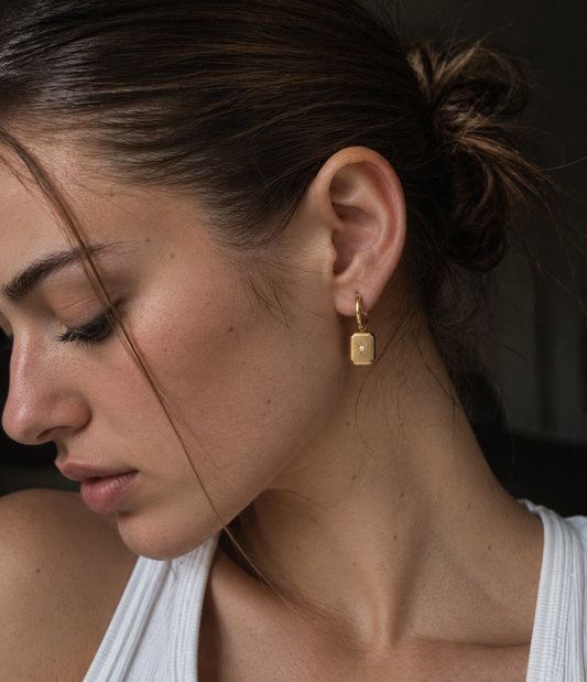 Nova Hoops Star Drop Earrings- Gold The Rose Edit