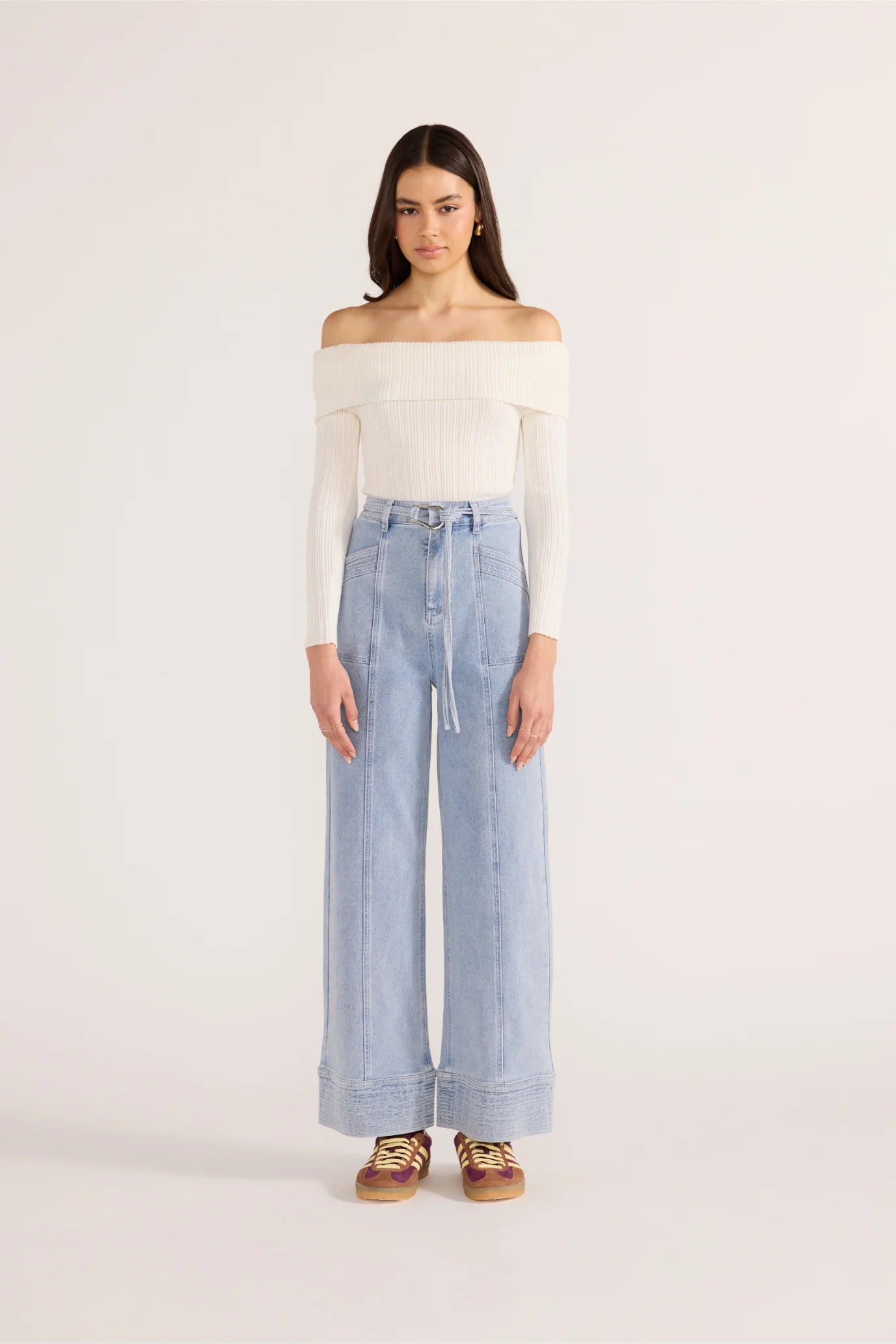 Zoe Off Shoulder Knit Top – Off White