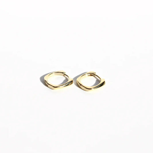 Pair of gold hoop earrings on a white background