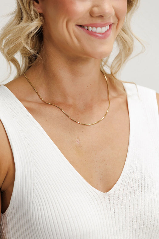 Snake Necklace Gold - Women Wearing Snake Necklace - The Rose Edit