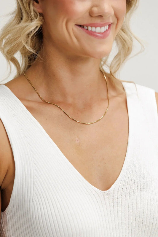 Snake Necklace Gold - Women Wearing Snake Necklace - The Rose Edit