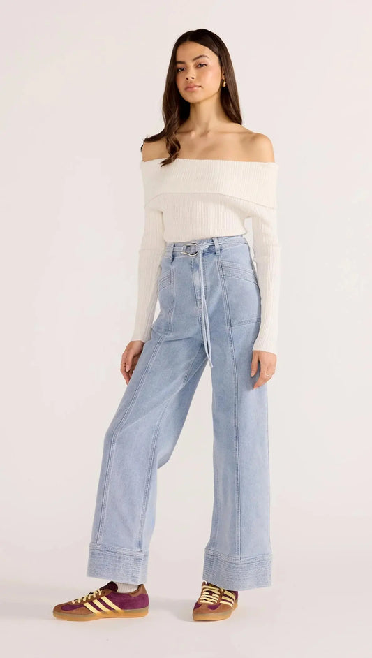 Zoe Off Shoulder Knit Top | Off White MinkPink