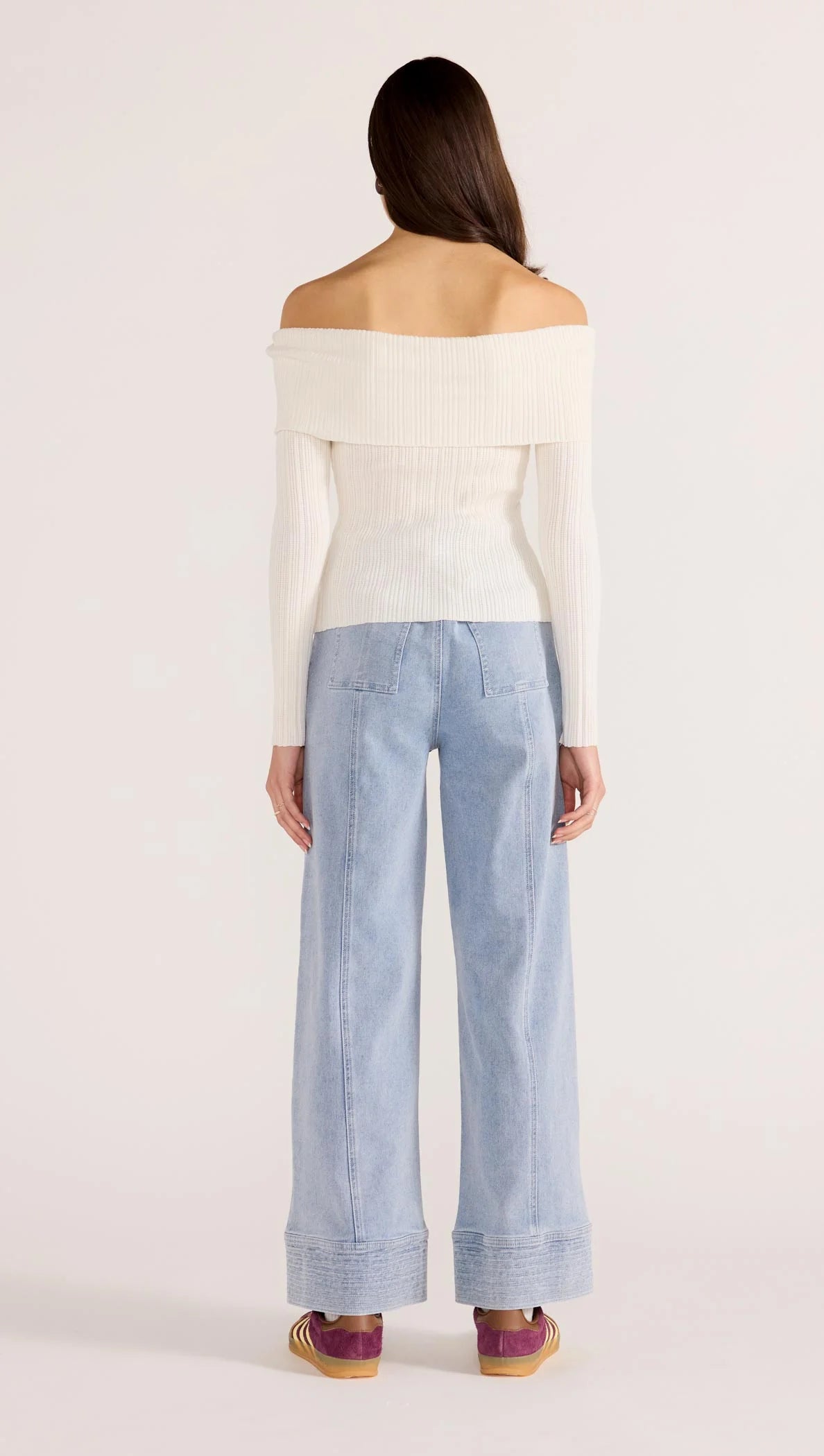 Zoe Off Shoulder Knit Top | Off White