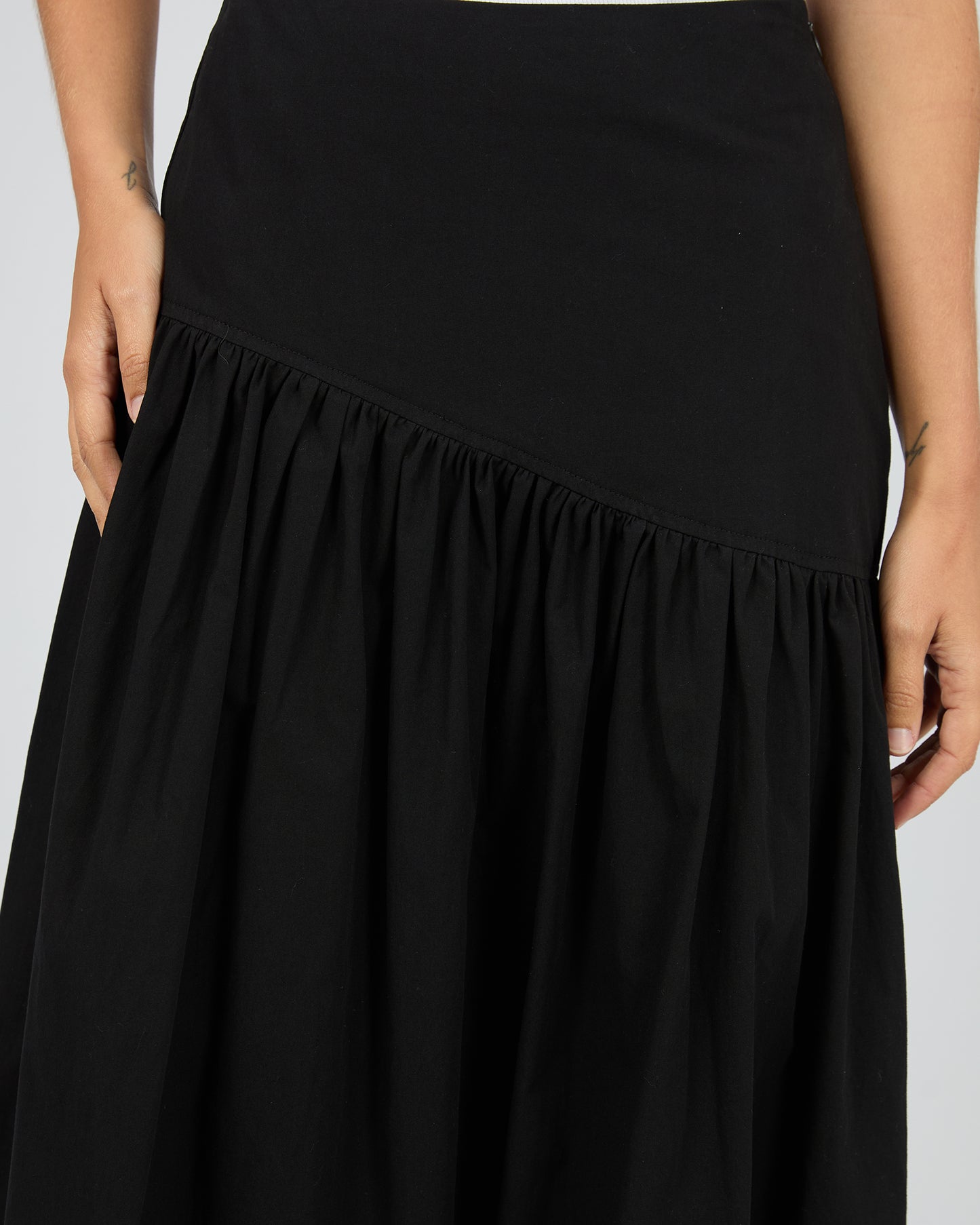 Essential Asym Maxi Skirt - Black
