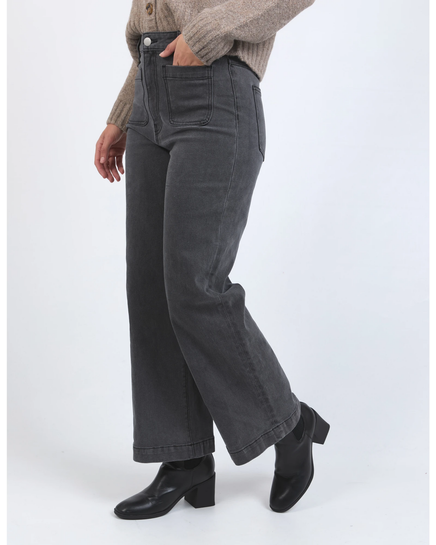 Sarah Wide Leg Jean – Washed Black