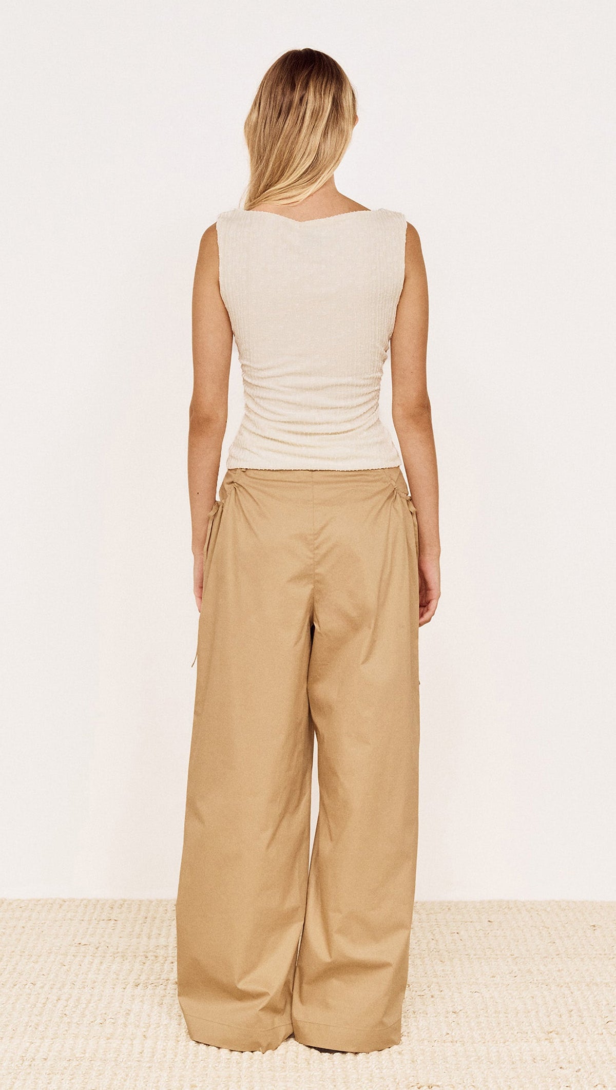 Fleur Mesh Top in ivory, textured mesh detail