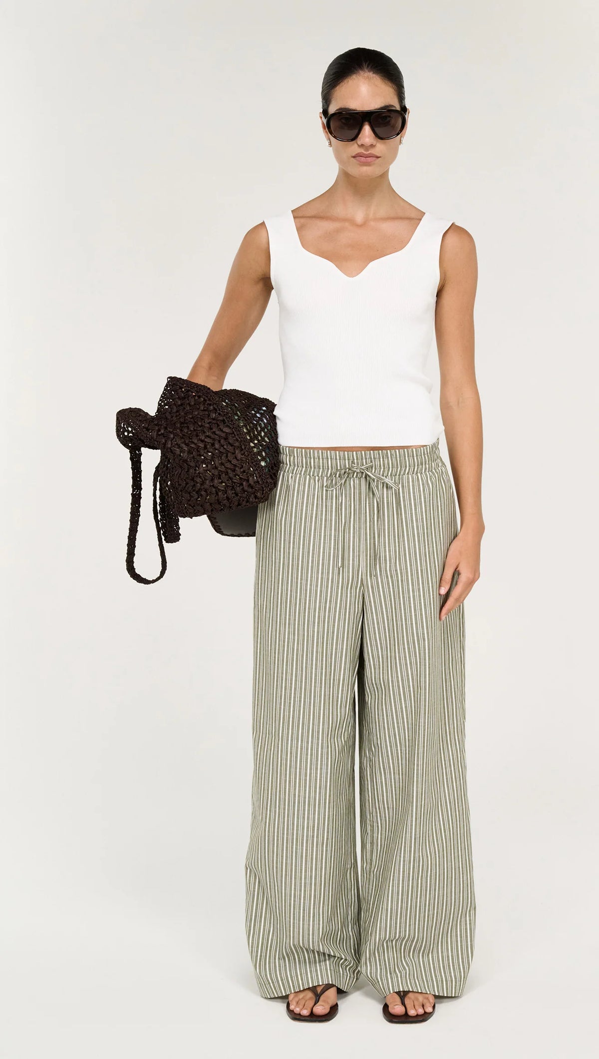 Vera Ribbed Knit Tank Top - White