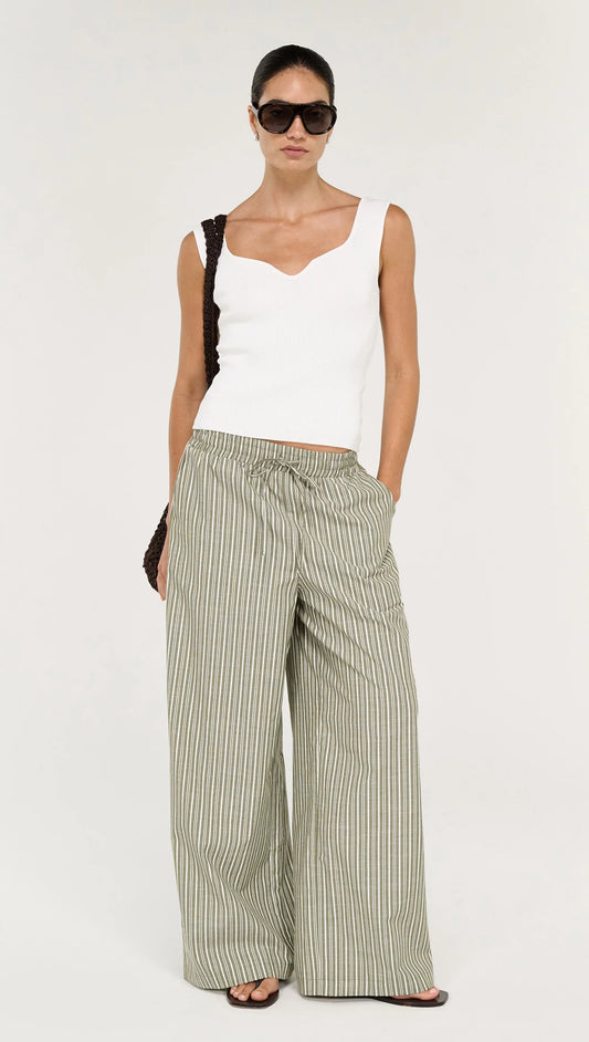 Vera Ribbed Knit Tank Top - White