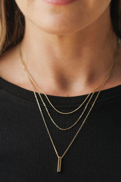 Sage Necklace Gold - Life Style Shot Women Wearing - The Rose Edit