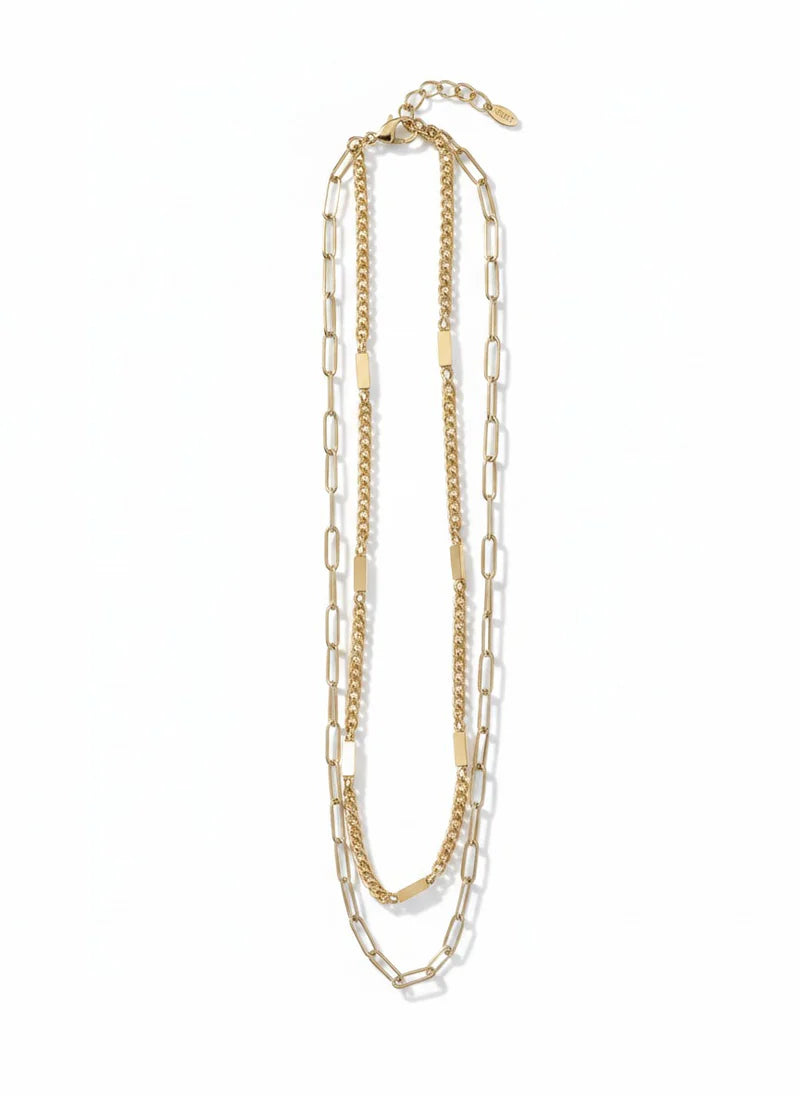 Two gold necklaces on a white background - Clementine Necklace Gold - The Rose Edit