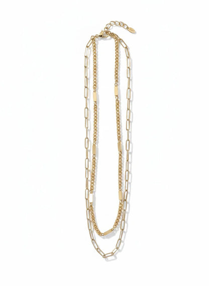 Two gold necklaces on a white background - Clementine Necklace Gold - The Rose Edit