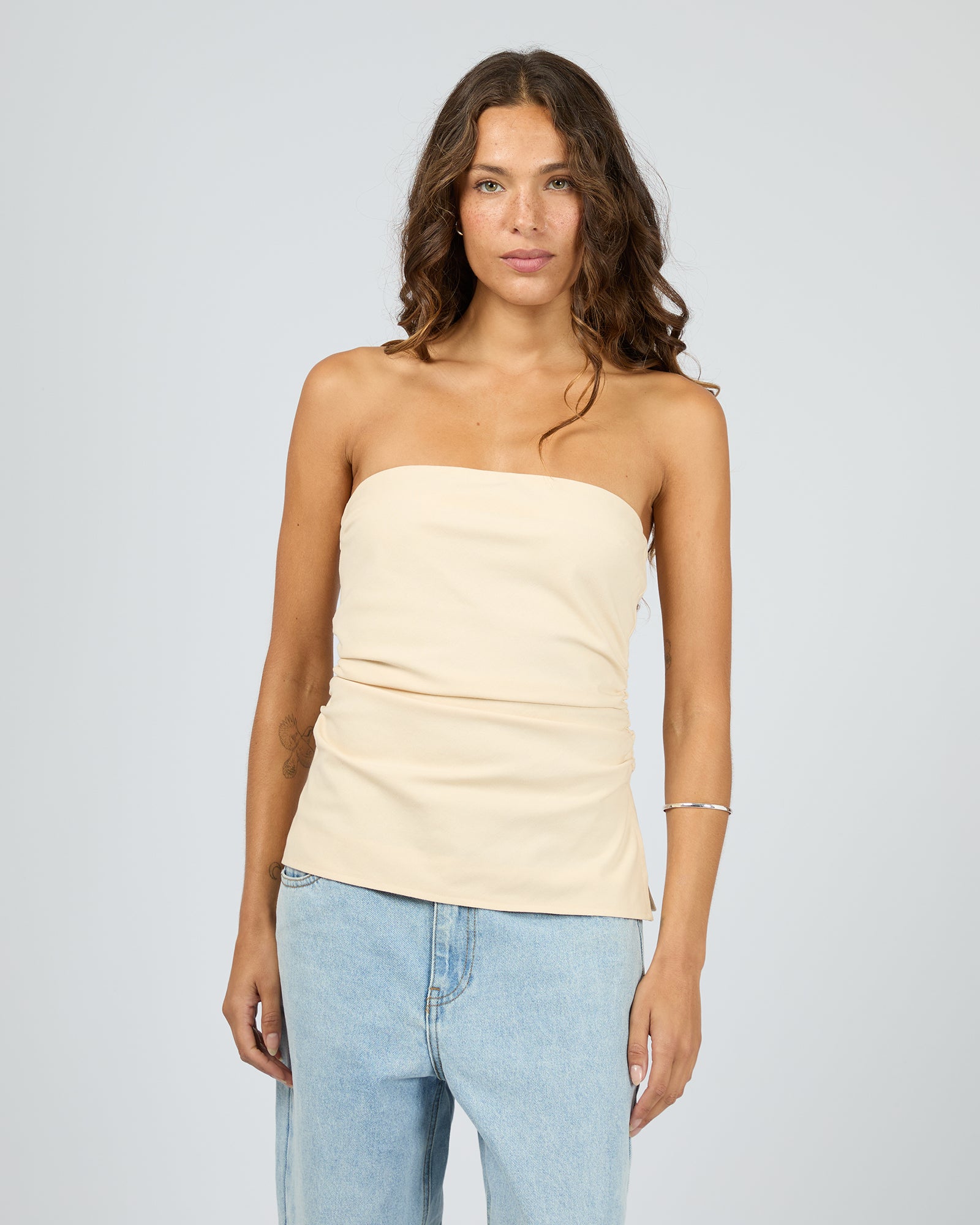 Lily Strapless Top Butter - The Rose Edit