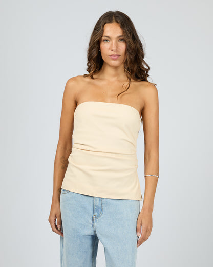 Lily Strapless Top Butter Front View - The Rose Edit