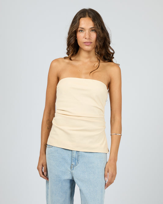 Lily Strapless Top Butter Front View - The Rose Edit