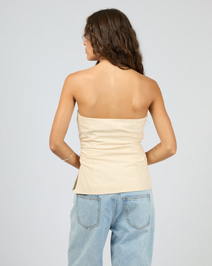Lily Strapless Top Butter Back View - The Rose Edit