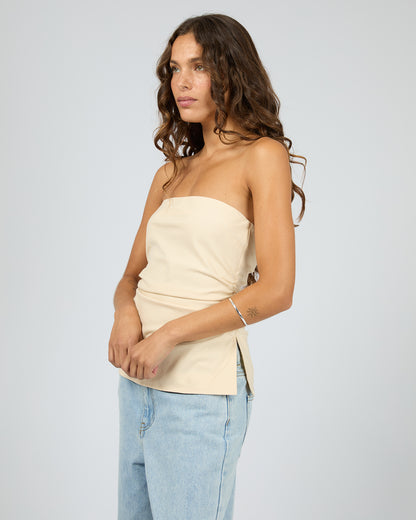 Lily Strapless Top Butter Side View - The Rose Edit