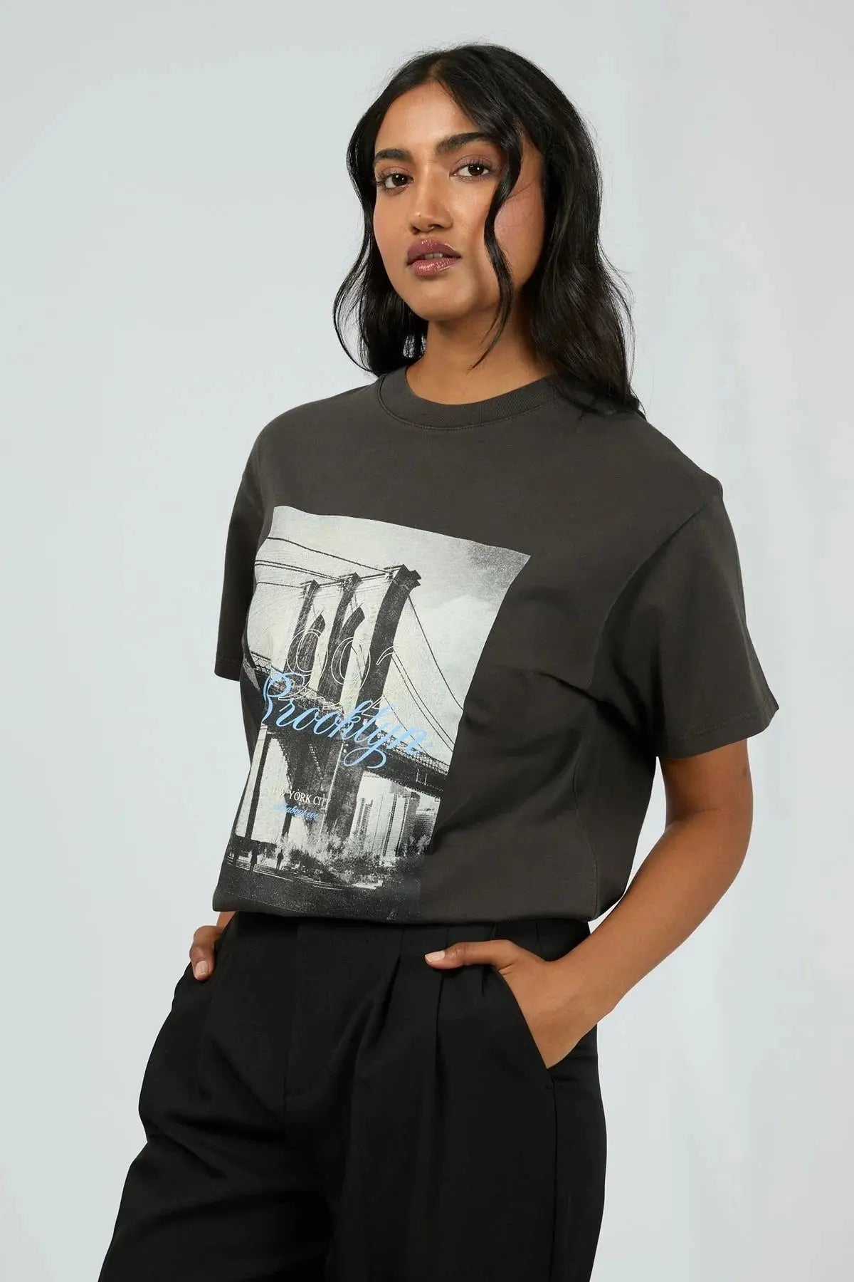 Brooklyn Oversized Tee - Washed Black All About Eve
