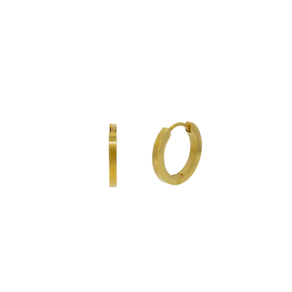 Gold hoop earrings on a white background
