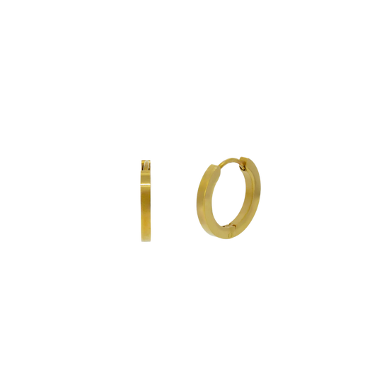 Gold hoop earrings on a white background
