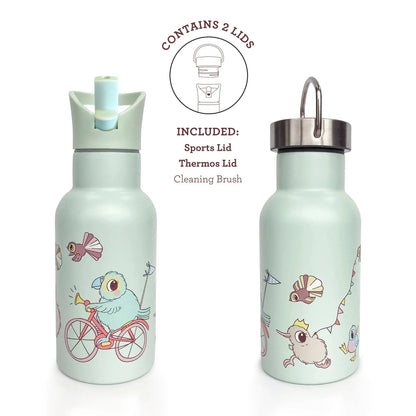 Kuwi Stainless Steel Drink Bottle + 2 Lids Illustrated Publishing