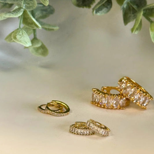 Marquise Gold Huggie Earrings