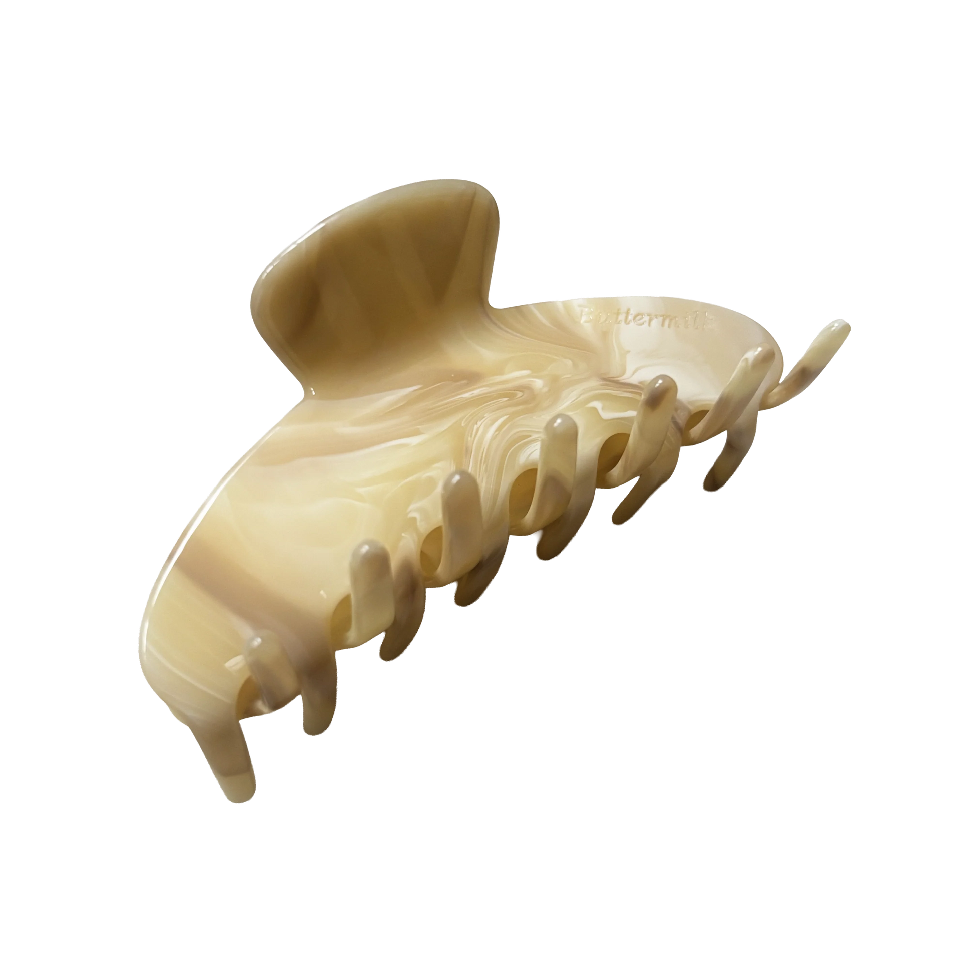 Beige hair clip on a white background. Buttermilk Elle Claw Clip Buttercream - The Rose Edit