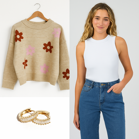 The Soft Layering Set | Knit, Tank + Gold Hoops