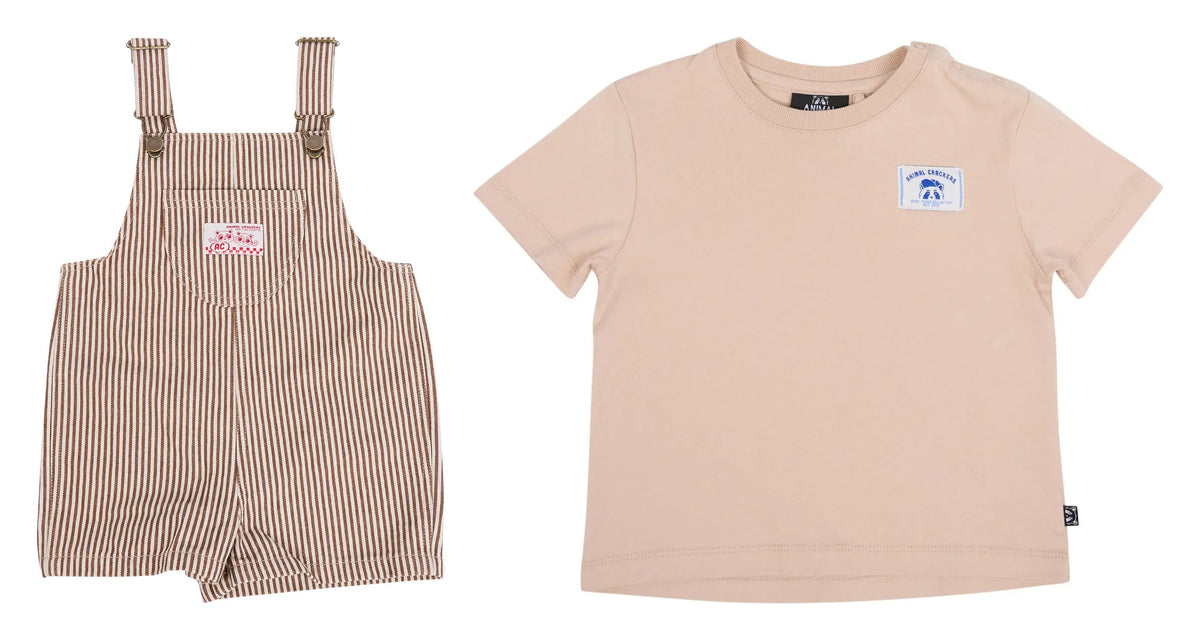 Trailblazer Overalls &Raffi Tee Set Animal Crackers