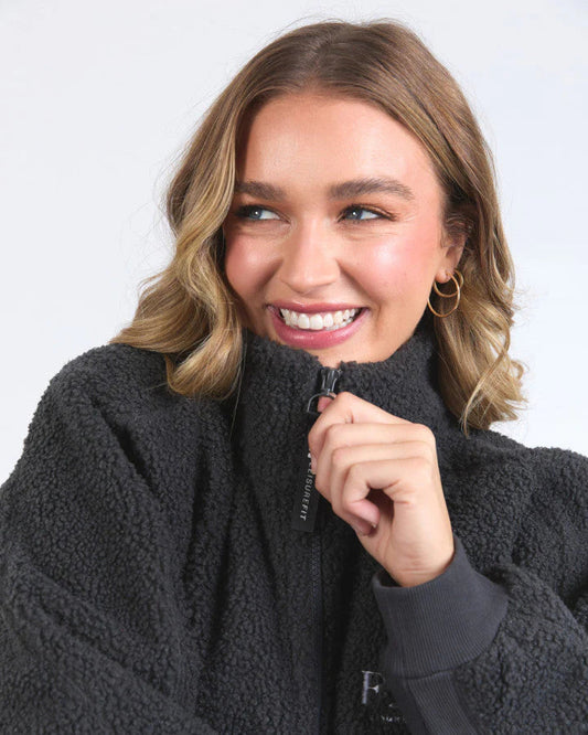 Weekend Boucle Quarter-Zip – Dark Grey