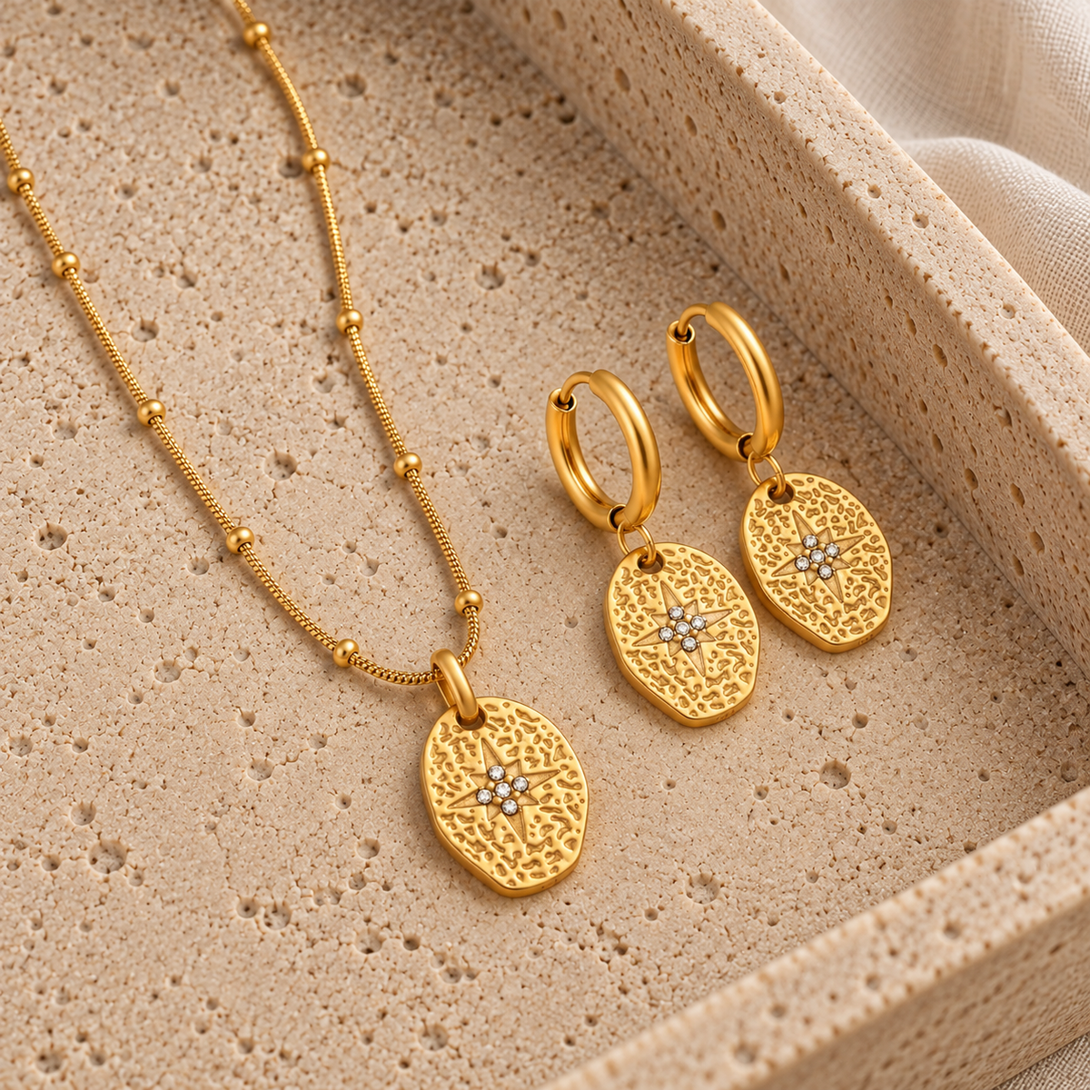 Cleo Hoop and Necklace Set - Gold The Rose Edit