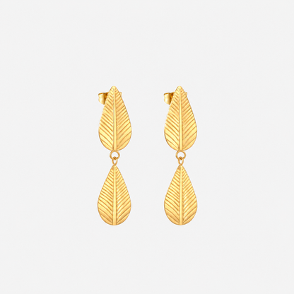 Willow Leaf Drop Earrings - Gold The Rose Edit