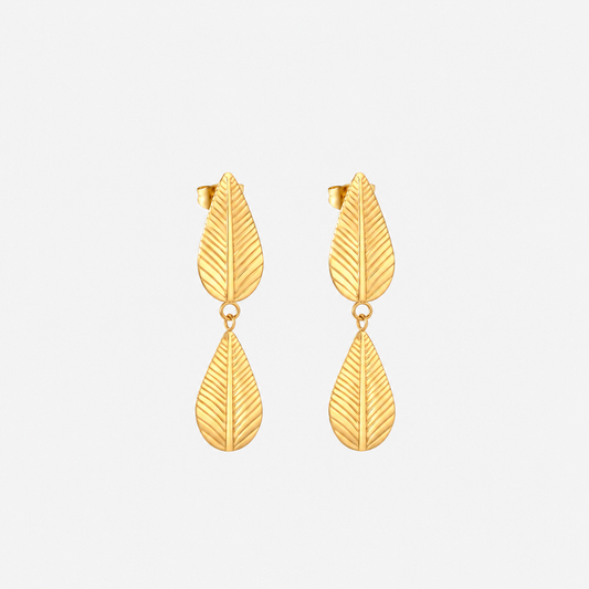 Willow Leaf Drop Earrings - Gold The Rose Edit