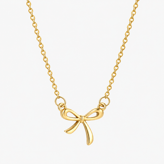 Bow Necklace - Gold The Rose Edit