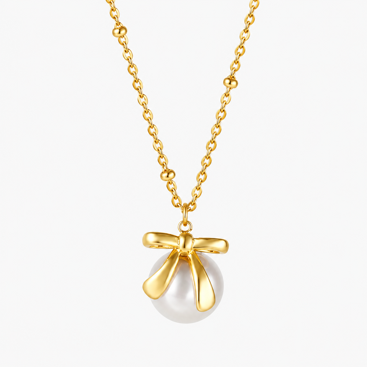 Pearl Bow Necklace - Gold The Rose Edit