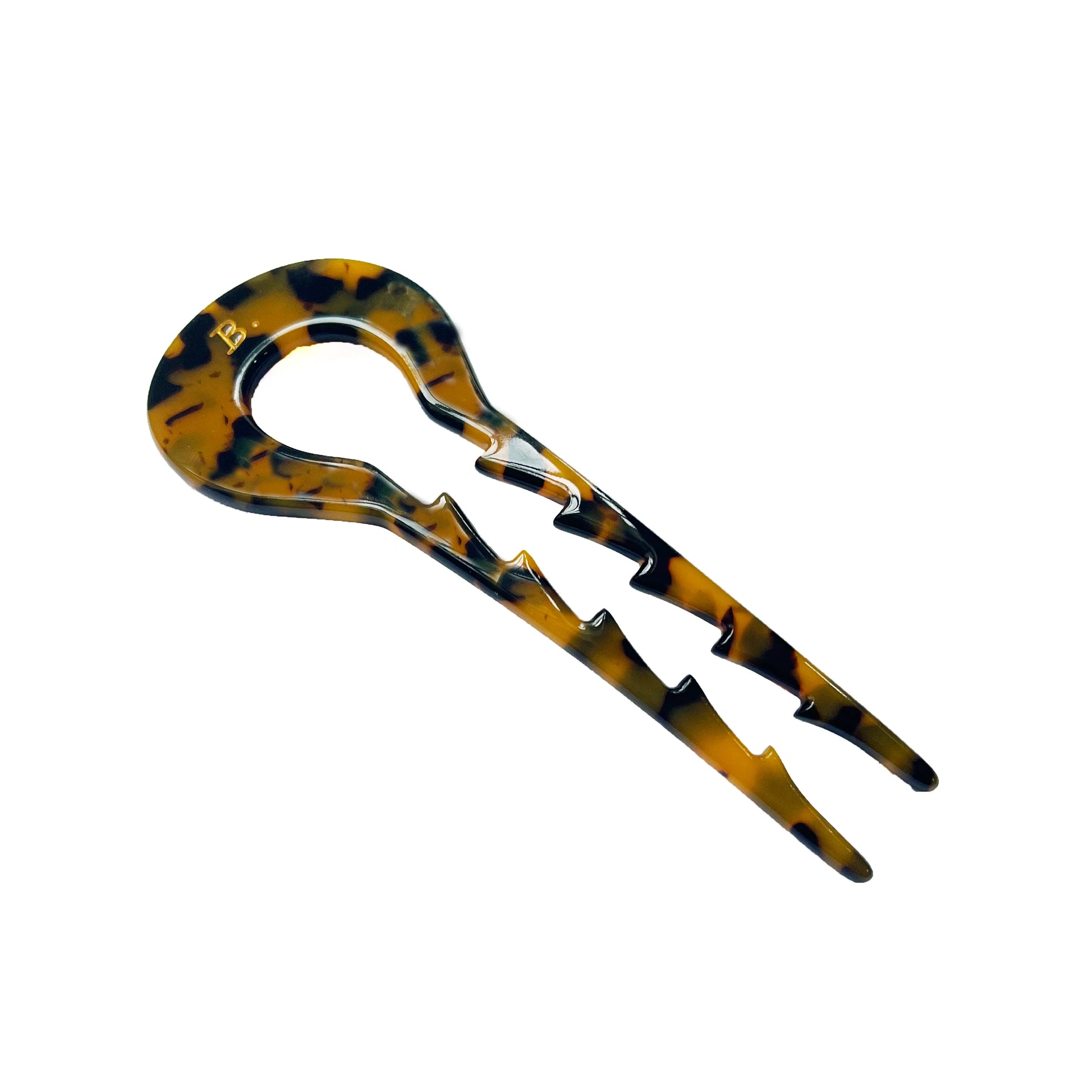Tortoiseshell patterned hair clip on a white background. Buttermilk Emily Hair Fork Tortoiseshell - The Rose Edit