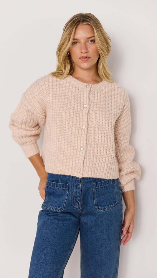 Marlo Chunky Knit Cardigan – Blush Pink