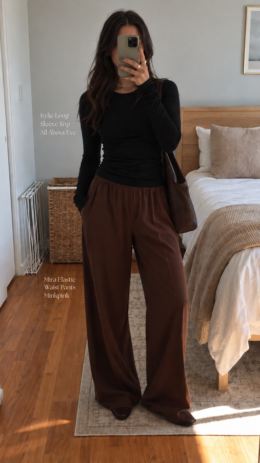 Kylie Long Sleeve Top - Black All About Eve