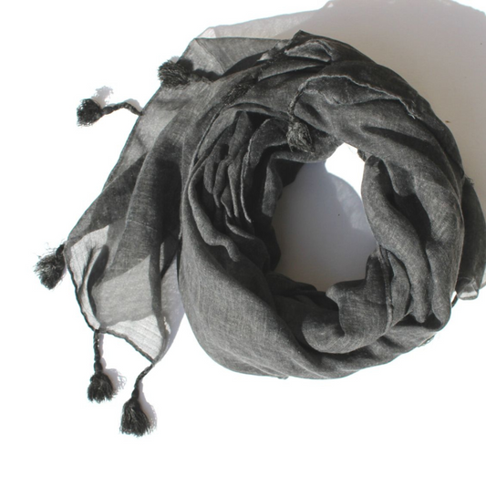 Tassel Scarf – in Charcoal