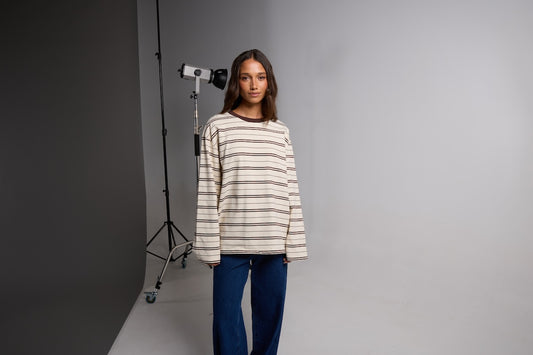 Stripe Long Sleeve Tee - Chocolate Silent Theory