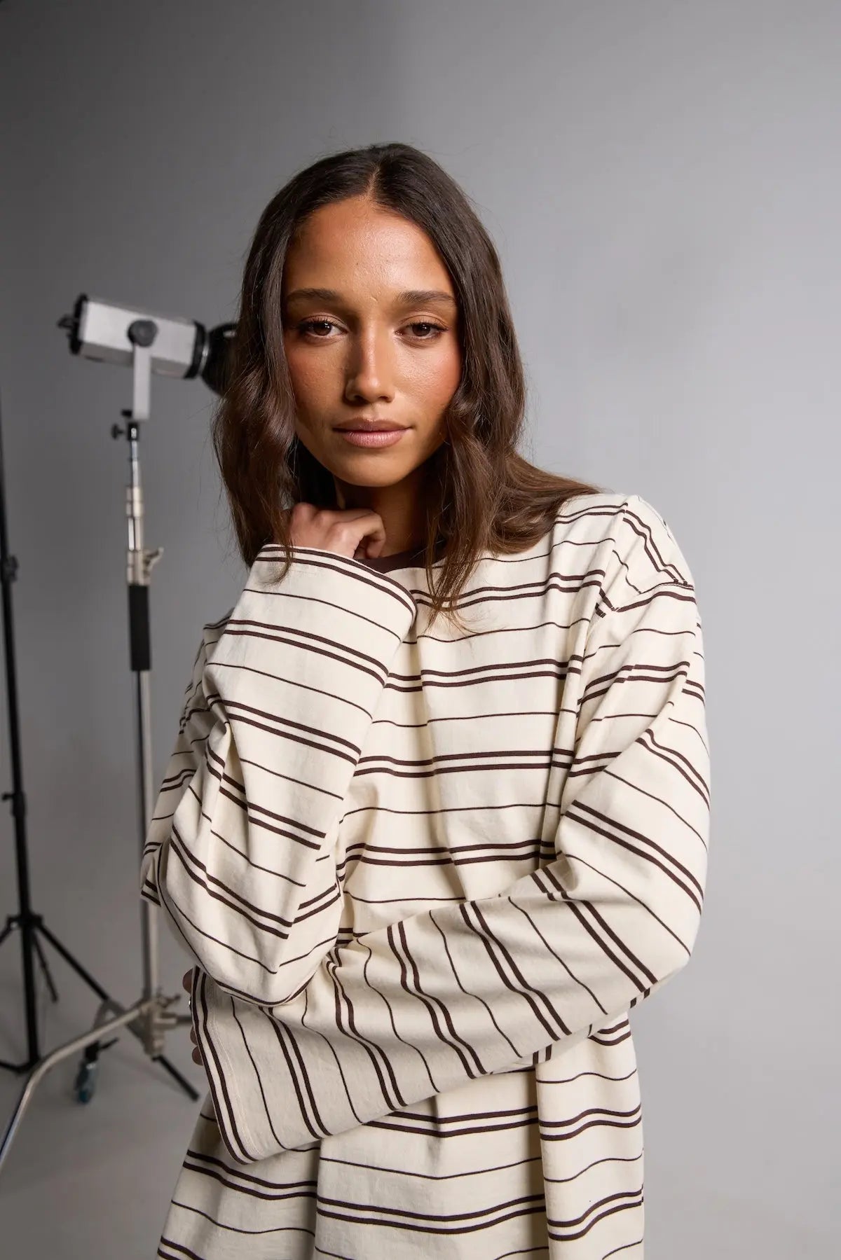 Stripe Long Sleeve Tee - Chocolate Silent Theory