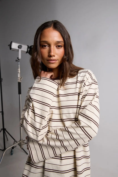 Stripe Long Sleeve Tee - Chocolate Silent Theory